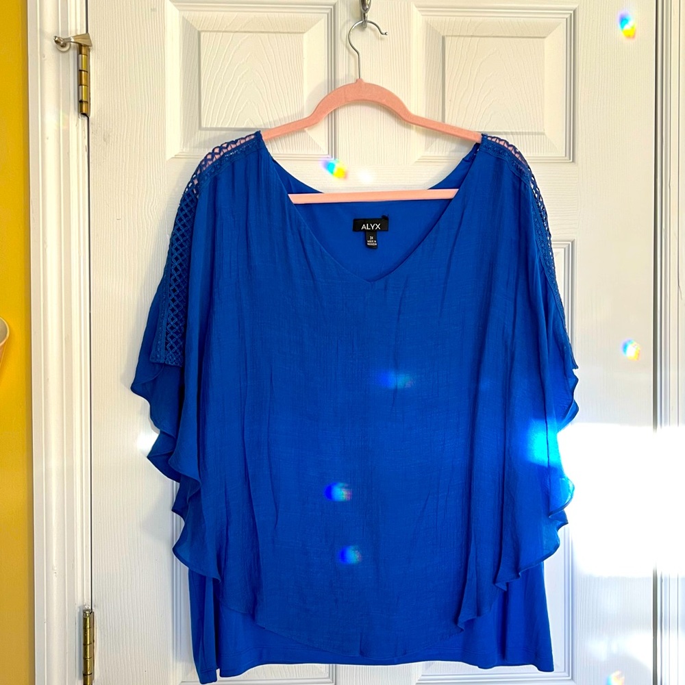 Alyx royal blue batwing top 3X